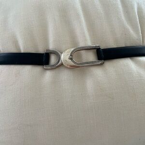 Chico’s adjustable Black Belt with Silver Buckle size Small/medium